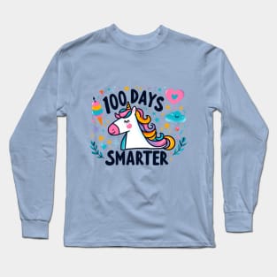 100 days smarter, colorful cute unicorn Long Sleeve T-Shirt